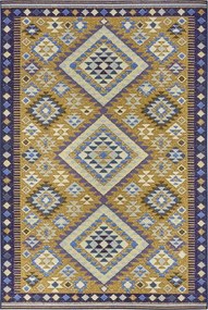 Nappali szőnyeg 160x235cm, zsenília etnikai mintás sárga lapos szövésű