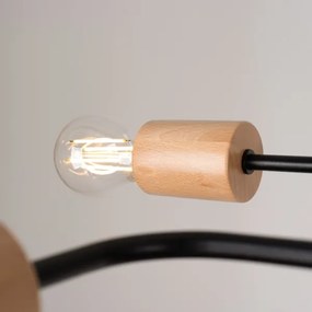 Sollux SL.1670 - Felületre szerelhető csillár TIMBO 6xE27/15W/230V fekete/bézs/bükkfa