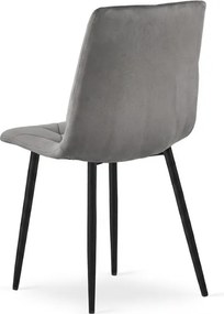 Ezüst szürke bársonyszék LIBRA fekete lábakkal