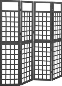 vidaXL 4 paneles fekete tömör fenyő térelválasztó/lugasrács 161x180 cm