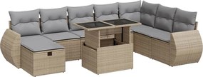 vidaXL 9 részes bézs polyrattan kerti ülőgarnitúra párnákkal