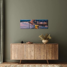 Kép - panoráma a városra, Budapest, Magyarország (órával) (90x30 cm)