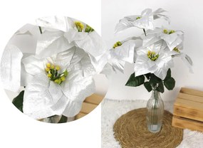 Mesterséges mikulásvirág csokor Ezüst, 5 Virág, 50CM