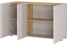 Krémszínű szekrény tölgyfa dekorral 120x76x34 cm Adrano – Germania