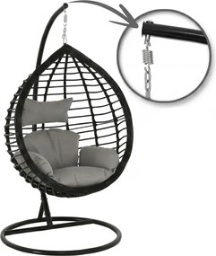 Függőszék TARINO állvánnyal, fekete/szürke párna