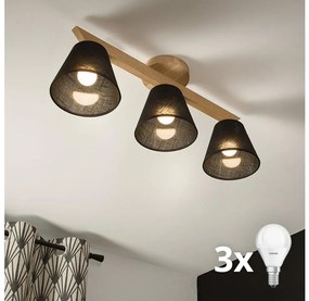 Brilagi - LED  Felületre szerelhető csillár  ANTHONY 3xE14/40W/230V tölgy/fekete