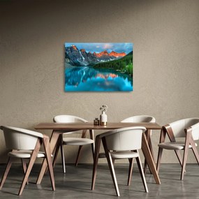 Egy türkizkék tó képe (üvegen) (70x50 cm)