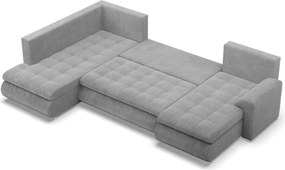 Tokio U sarokkanapé, 3 ágyneműtartóval, kordbársony, baloldali, szürke