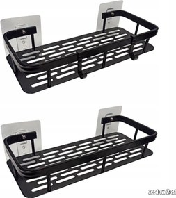 Fürdőszobai polc zuhanyhoz, kádhoz, 2db-os szett fekete