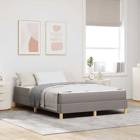 Boxrugós ágy Taupe és Barna 140 x 200 cm Textil és mérnöki fa