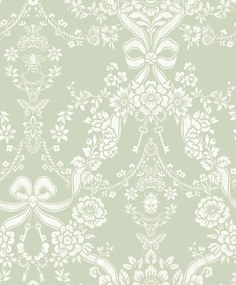 Holden Decor Imaginarium 3 Bow Damask zöld damaszt mintás papír tapéta – 14170