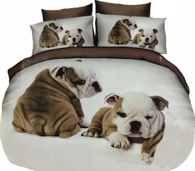 Szatén Ágyneműhuzat Garnitúra 160X200 2 Kutya Ágyneműhuzat 3d Gyerek Ágyneműhuzat