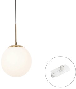Art Deco hanglamp goud met opaal glas incl. rail adapter wit 1-fase - Iconic Flore