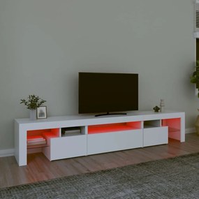 fehér TV-szekrény LED-lámpákkal 215x36,5x40 cm