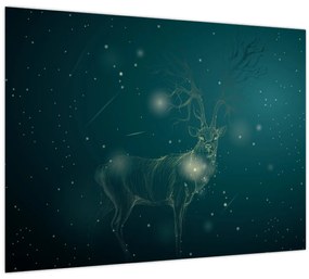 Kép - Varázslatos szarvas éjszaka (üvegen) (70x50 cm)