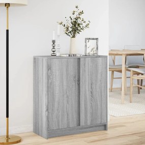 szürke sonoma szerelt fa tálalószekrény LED-del 77 x 34 x 85 cm