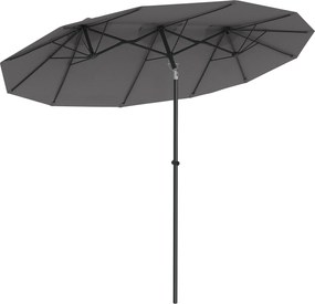 Outsunny Dupla Napernyő, 285x147cm-es Kerti Napernyő Kézi Karos Műanyag Rúddal, Szélcsatornás Oval Piac Napernyő, Szélálló Dupla Napernyő Állítható Dő