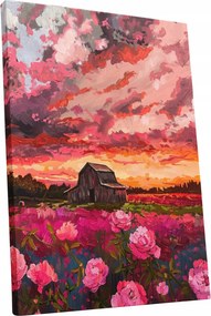 Vászonkép Naplemente virágok táj otthon nappali szoba 45x60