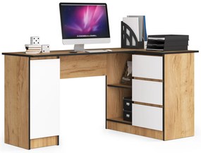 Sarok PC asztal Bienvenida (craft tölgy + fehér) (J). 1117081