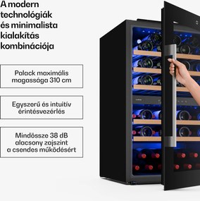 Klarstein Illuminosa beépített borhűtő | Kétzónás | UV védelem | 143 liter | 57 palack | 60 cm
