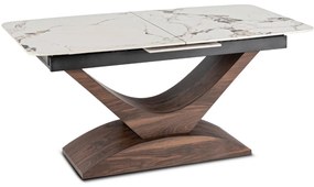 Bővíthető Márványhatású Kerámia Étkezőasztal Fehér/Dió Színben. ALICANTE 160-200 cm