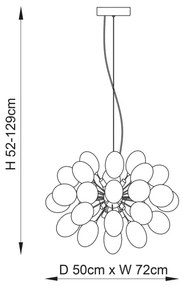Endon 80124 - Csillár zsinóron INFINITY 8xG9/28W/230V fekete/füstös