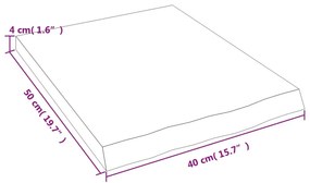 kezeletlen tömör tölgyfa fali polc 40x50x(2-4) cm
