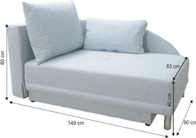 Kanapé ágyfunkcióval, világoskék anyag, balos kivitel, LAUREL