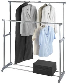 Szürke fém teleszkópos-gurulós ruhatartó állvány Twin – Wenko