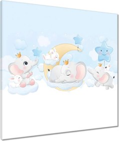 Vászonkép 60x60 Elefánt és nyúl család