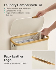 Fedeles mosókosár, 65L, levehető hálós bélés, összecsukható, krémszínű