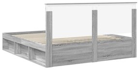 vidaXL Ágykeret fejtámlával Szürke Sonoma 180 x 200 cm Tömör fenyőfa
