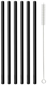 6 db-os fekete üveg szívószál készlet, hosszúság 20 cm - Vialli Design