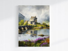 Poszter Tájkép Skócia Highlands Hegyek Kastély Híd 75x100