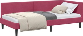 vidaXL Sarokágy keret fejtámlával Bordó 80 cm x 200 cm Bársony