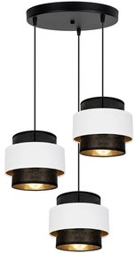 Csillár zsinóron NESS 3xE27/60W/230V á. 45 cm fekete/fehér