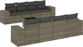 vidaXL 9 részes szürke polyrattan kerti ülőgarnitúra párnákkal