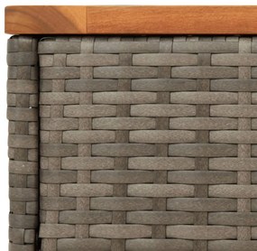 szürke polyrattan falapos kerti kisasztal 58 x 27,5 x 55 cm