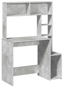 vidaXL betonszürke szerelt fa íróasztal polcokkal 100x45x140 cm