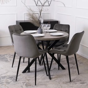 Bővíthető Étkezőasztal Beton/Fekete Színben. LUGO 90-190 cm