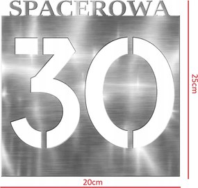 Címtábla számjegy rozsdamentes acél 20x25cm házszám utca Cnc lézer