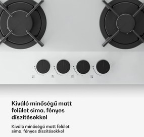 Klarstein Velaire gázfőzőlap, 4 égős főzőlap elektromos gyújtással, kompatibilis földgázzal és LPG-vel, 8000W, 60cm