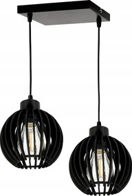 Lámpa fekete Függő Túlnyúlás mennyezeti csillár Loft lámpabúra fa golyó 2