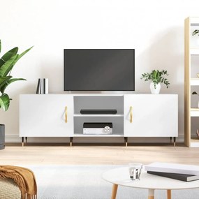 Fehér magasfényű műfa TV-szekrény 150x30x50 cm
