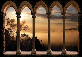 Fotótapéta Árkádia Kilátás a ködös tájra hajnalban 368x254 +ragasztó