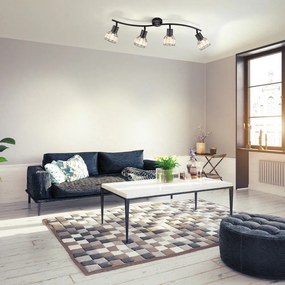 Fekete mennyezeti lámpa fém-rattan búrával 10,5x70 cm Straw – Fischer &amp; Honsel