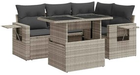 5 részes világosszürke polyrattan kerti ülőgarnitúra párnákkal