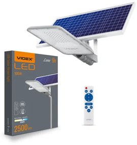 Utcai LED lámpatest , napelemes , 100W , természetes fehér , időzíthető , távirányítóval , IP65 , VIDEX , Lana