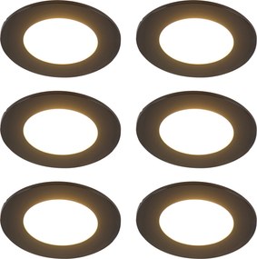 6 darabos modern süllyesztett spotlámpa készlet fekete, LED-del, 3 lépésben dimmelhető, IP65 - Blanca