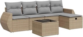 vidaXL 6 részes bézs polyrattan kerti ülőgarnitúra párnával